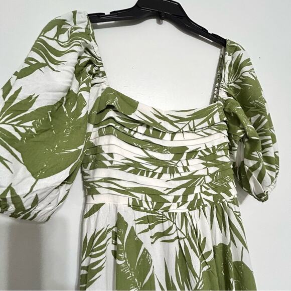 Anthropologie Green Leaf Print Maxi Dress - Picture 5 of 12